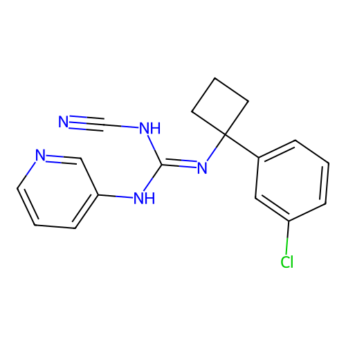 N-(1-(3-Chlorophenyl)cyclobutyl)-N''-cyano-N'-(3-pyridinyl)guanidine structure