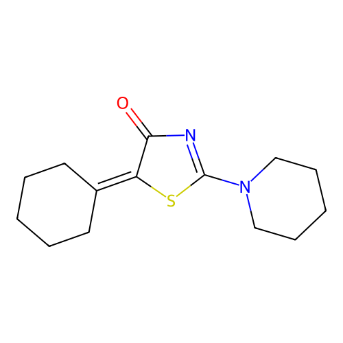 5-cyclohexylidene-2-(1-piperidinyl)-1,3-thiazol-4(5H)-one structure