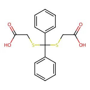 2-[Carboxymethylsulfanyl(diphenyl)methyl]sulfanylacetic acid structure