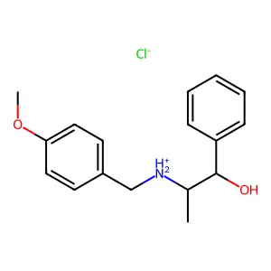 Benzyl alcohol, alpha-(1-((p-methoxybenzyl)amino)ethyl)-, hydrochloride structure