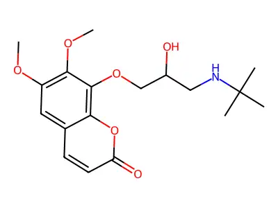 6,7-Dimethoxy-8-(3-tert-butylamino-2-hydroxypropoxy)-2H-1-benzopyran-2-one structure