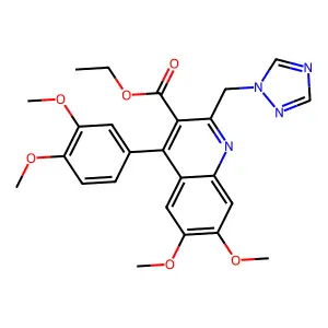 ethyl 4-(3,4-dimethoxyphenyl)-6,7-dimethoxy-2-(1,2,4-triazol-1-ylmethyl)quinoline-3-carboxylate structure