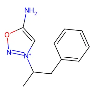 5-Amino-3-(1-methyl-2-phenylethyl)-1,2,3-oxadiazolium structure