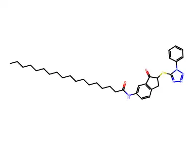 N-(3-Oxo-2((1-PH-1H-tetraazol-5-YL)thio)2,3-dihydro-1H-inden-5-YL)octadecanamide structure