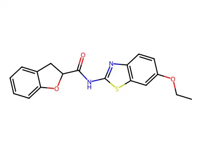 N-(6-ethoxy-1,3-benzothiazol-2-yl)-2,3-dihydro-1-benzofuran-2-carboxamide structure