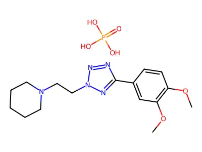 Piperidine, 1-(2-(5-(3,4-dimethoxyphenyl)-2H-tetrazol-2-yl)ethyl)-, phosphate (1:1) structure