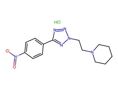 Piperidine, 1-(2-(5-(4-nitrophenyl)-2H-tetrazol-2-yl)ethyl)-, monohydrochloride structure