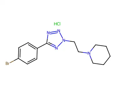 Piperidine, 1-(2-(5-(4-bromophenyl)-2H-tetrazol-2-yl)ethyl)-, monohydrochloride structure