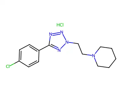 Piperidine, 1-(2-(5-(4-chlorophenyl)-2H-tetrazol-2-yl)ethyl)-, monohydrochloride structure