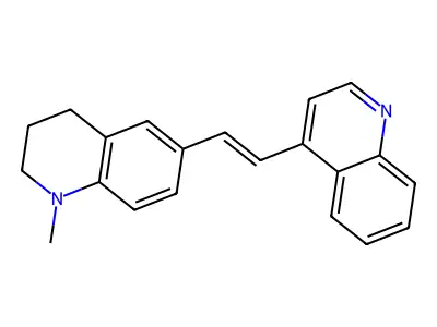 4-[2-(1-methyl-3,4-dihydro-2H-quinolin-6-yl)ethenyl]quinoline structure
