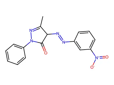 5-methyl-4-[(E)-(3-nitrophenyl)diazenyl]-2-phenyl-2,4-dihydro-3H-pyrazol-3-one structure