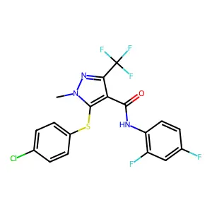 5-[(4-chlorophenyl)sulfanyl]-N-(2,4-difluorophenyl)-1-methyl-3-(trifluoromethyl)-1H-pyrazole-4-carboxamide structure