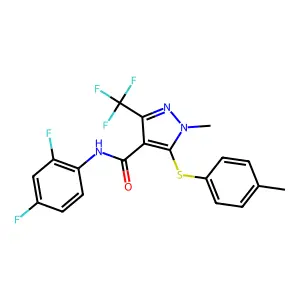 N-(2,4-difluorophenyl)-1-methyl-5-[(4-methylphenyl)sulfanyl]-3-(trifluoromethyl)-1H-pyrazole-4-carboxamide structure