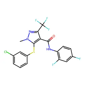 5-[(3-chlorophenyl)sulfanyl]-N-(2,4-difluorophenyl)-1-methyl-3-(trifluoromethyl)-1H-pyrazole-4-carboxamide structure