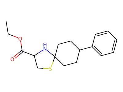 Ethyl 8-phenyl-1-thia-4-azaspiro[4.5]decane-3-carboxylate structure