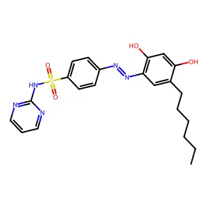 4-[(5-hexyl-2,4-dihydroxyphenyl)diazenyl]-N-pyrimidin-2-ylbenzenesulfonamide structure