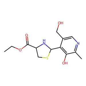 ethyl 2-[3-hydroxy-5-(hydroxymethyl)-2-methylpyridin-4-yl]-1,3-thiazolidine-4-carboxylate structure