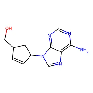 [(1R,4S)-4-(6-aminopurin-9-yl)cyclopent-2-en-1-yl]methanol structure
