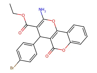 ethyl 2-amino-4-(4-bromophenyl)-5-oxo-4H,5H-pyrano[3,2-c]chromene-3-carboxylate structure