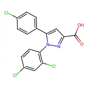 5-(4-chlorophenyl)-1-(2,4-dichlorophenyl)-1H-pyrazole-3-carboxylic acid structure