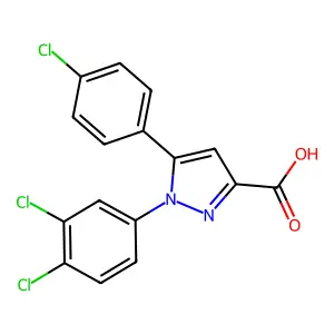 5-(4-chlorophenyl)-1-(3,4-dichlorophenyl)-1H-pyrazole-3-carboxylic acid structure
