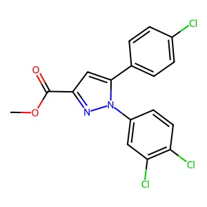 methyl 5-(4-chlorophenyl)-1-(3,4-dichlorophenyl)-1H-pyrazole-3-carboxylate structure