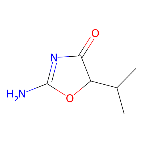 2-amino-5-isopropyl-1,3-oxazol-4(5H)-one structure