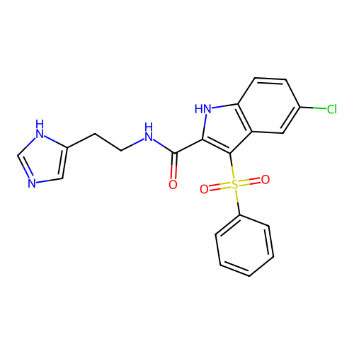 N-(2-(Imidazole-4-yl)ethyl)-3-phenylsulfonyl-5-chloroindole-2-carboxamide structure