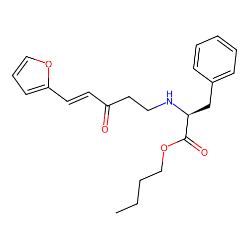 N-(3'-Oxo-5'-alpha-furylpent-4-en-1-yl)phenylalanine butyl ester structure