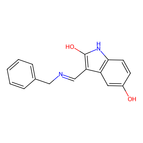 2H-Indol-2-one, 1,3-dihydro-5-hydroxy-3-(((phenylmethyl)amino)methylene)-, (E)- structure