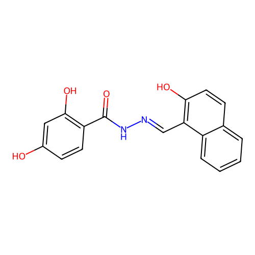 2,4-dihydroxy-N-[(2-hydroxynaphthalen-1-yl)methylideneamino]benzamide structure