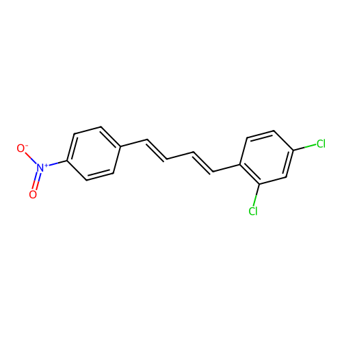 2,4-dichloro-1-[(1E,3E)-4-(4-nitrophenyl)buta-1,3-dienyl]benzene structure