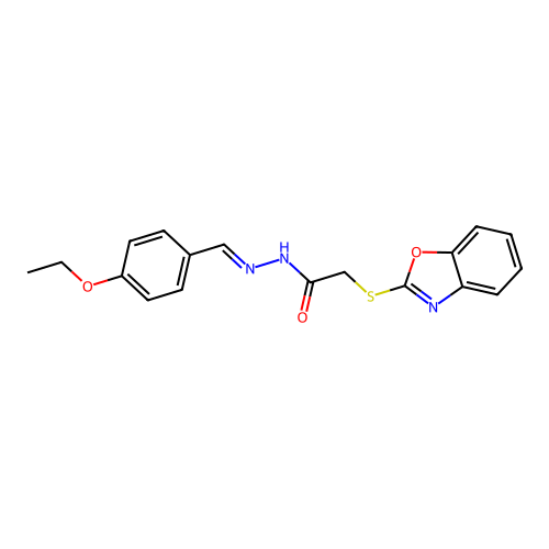 (E)-2-(benzo[d]oxazol-2-ylthio)-N'-(4-ethoxybenzylidene)acetohydrazide structure