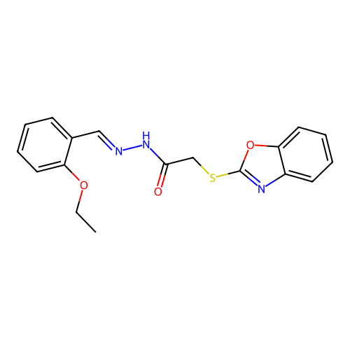 (E)-2-(benzo[d]oxazol-2-ylthio)-N'-(2-ethoxybenzylidene)acetohydrazide structure