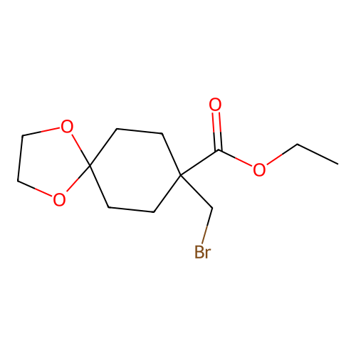 8-Bromomethyl-1,4-dioxa-spiro[4.5]decane-8-carboxylic acid ethyl ester structure