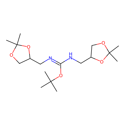 2-Tert-butyl-1,3-bis(2,2-dimethyl[1,3]dioxolan-4-ylmethyl)isourea structure