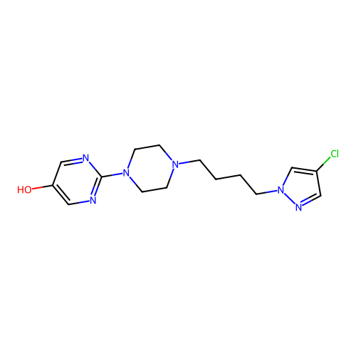 5-Pyrimidinol, 2-[4-[4-(4-chloro-1H-pyrazol-1-yl)butyl]-1-piperazinyl]- structure