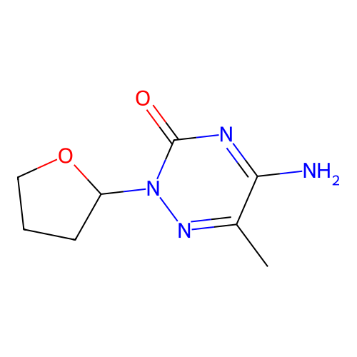 5-amino-6-methyl-2-tetrahydro-2-furanyl-1,2,4-triazin-3(2H)-one structure