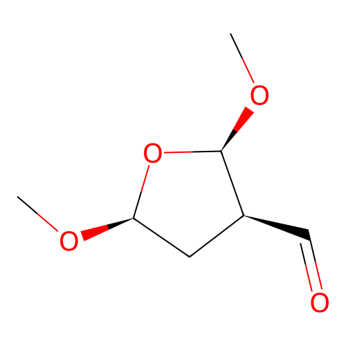 (2R,3R,5S)-2,5-dimethoxyoxolane-3-carbaldehyde structure