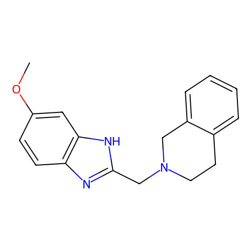 2-[(6-methoxy-1H-benzimidazol-2-yl)methyl]-3,4-dihydro-1H-isoquinoline structure