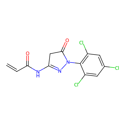 N-[5-oxo-1-(2,4,6-trichlorophenyl)-4H-pyrazol-3-yl]prop-2-enamide structure