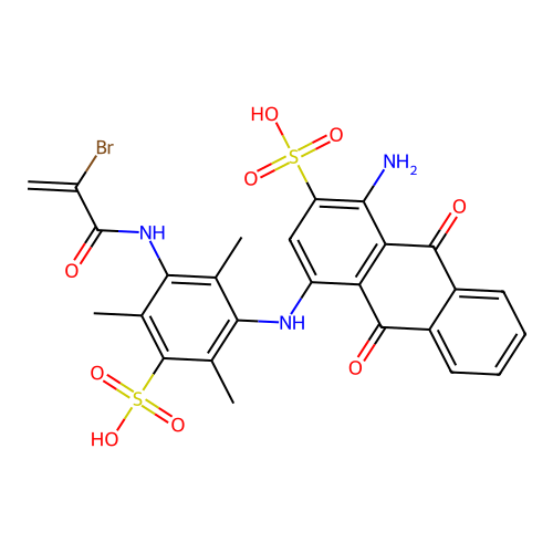 1-Amino-4-[[3-[(2-bromo-1-oxo-2-propen-1-yl)amino]-2,4,6-trimethyl-5-sulfophenyl]amino]-9,10-dihydro-9,10-dioxo-2-anthracenesulfonic acid structure