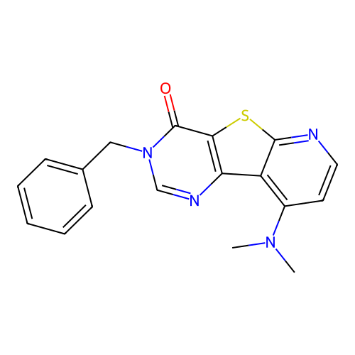9-dimethylamino-3-benzyl-3H-5-thia-1,3,6-triazafluoren-4-one structure