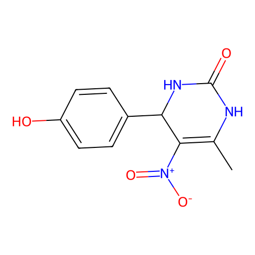 4-(4-hydroxyphenyl)-6-methyl-5-nitro-3,4-dihydropyrimidin-2(1H)-one structure