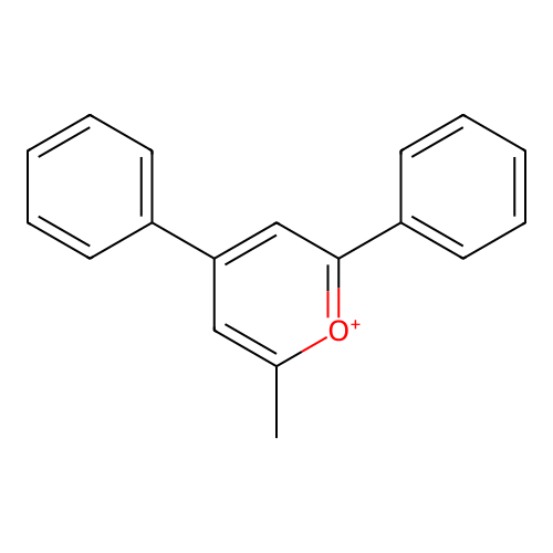 2-Methyl-4,6-diphenylpyranium structure