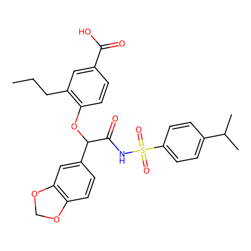 4-[1-(1,3-benzodioxol-5-yl)-2-oxo-2-[(4-propan-2-ylphenyl)sulfonylamino]ethoxy]-3-propylbenzoic acid structure