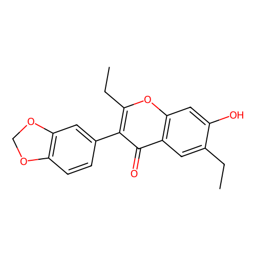 3-(benzo[d][1,3]dioxol-5-yl)-2,6-diethyl-7-hydroxy-4H-chromen-4-one structure