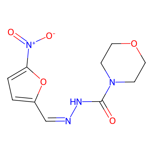 N-[(Z)-(5-nitrofuran-2-yl)methylideneamino]morpholine-4-carboxamide structure