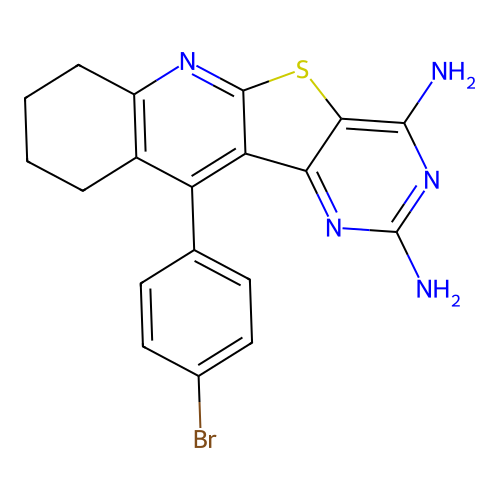 11-(4-bromophenyl)-7,8,9,10-tetrahydropyrimido[4',5':4,5]thieno[2,3-b]quinoline-2,4-diamine structure