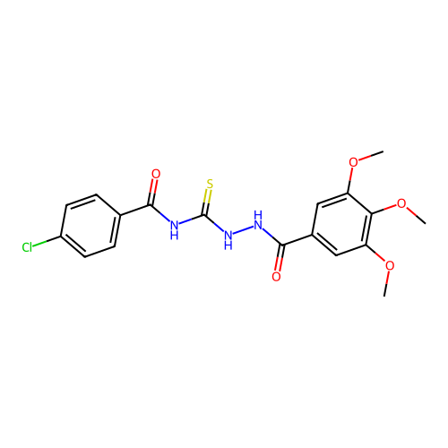4-chloro-N-[[(3,4,5-trimethoxybenzoyl)amino]carbamothioyl]benzamide structure